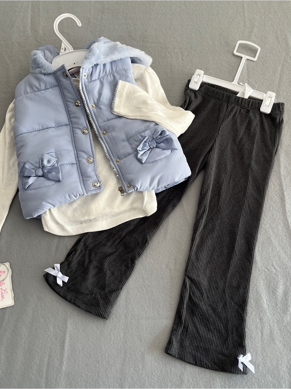 Little Lass Light Blue Puffer Vest and Coordinating Outfit